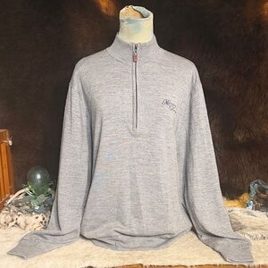 Men's Gray Half-Zip merino wool Sweater L (4000)
